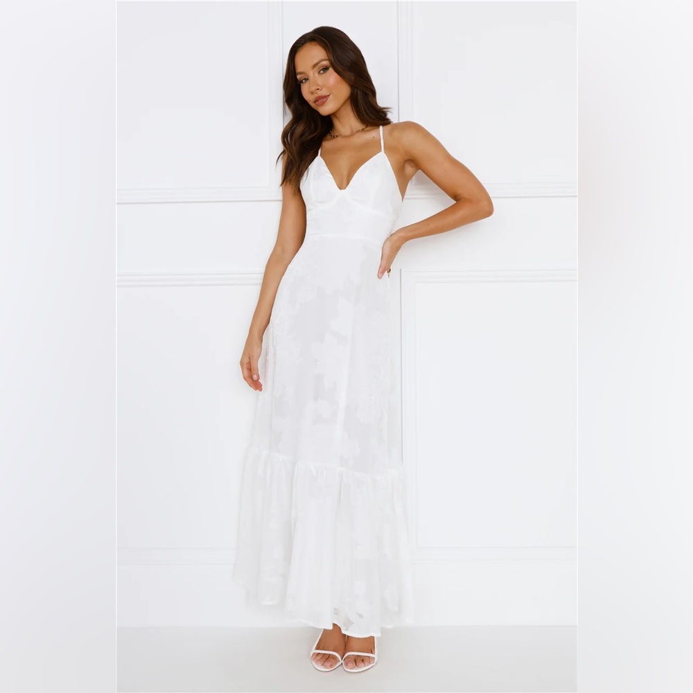 Hello Molly White Maxi Dress with Spaghetti Straps